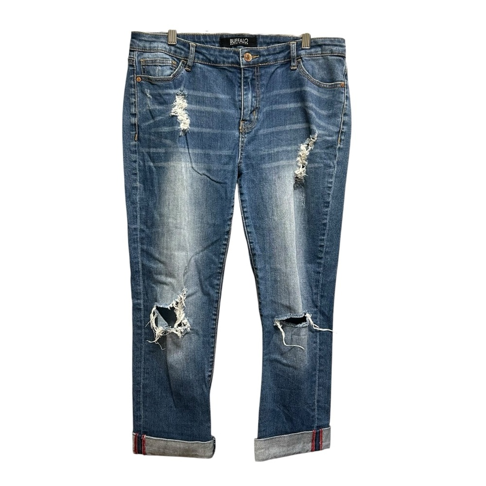Buffalo David Bitton Faith Rolled Up Mid Rise Stretch Cropped Jeans Size 30